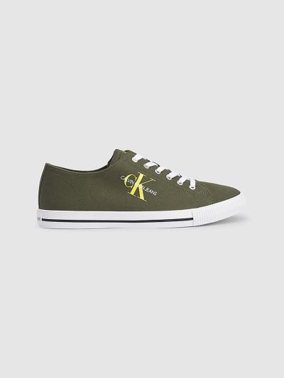 Calvin Klein Cipők HU481993 | Calvin Klein Cotton Twill Férfi Sportcipő MélyOlivazöld